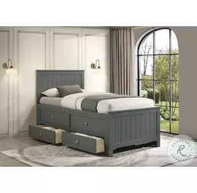 Santino Grey Twin Storage Panel Bed