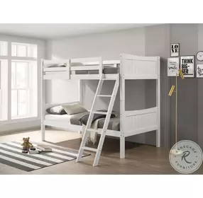 Santino White Twin Over Twin Bunk Bed