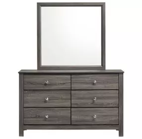 Santino Gray 6 Drawer Dresser and Rectangular Mirror