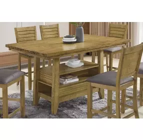 San Antonio Antique Brown Rectangular Counter Height Dining Room Set