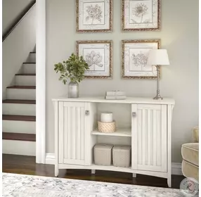 Salinas Antique White Storage Cabinet with Doors