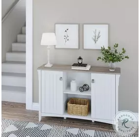 Salinas Pure White and Shiplap Gray Door Accent Storage Cabinet