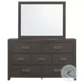 Roma Dark Gray 7 Drawer Dresser And Mirror