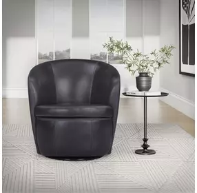 Sienna Vintage Onyx Leather Upholstered Swivel Club Chair