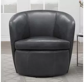 Barolo Vintage Slate Leather Swivel Club Chair