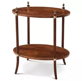 Stephen Church Brown Cerejeira and Gold Oval Adrienne Side Table