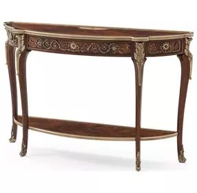 Stephen Church Clean Ramsey and Gold Demilune Melina D Shape Console Table