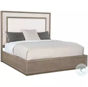 Falconcrest Beige And Gray Washed Oak And Textured Light Gray upholstered Panel Bedroom Set