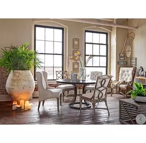 Watson Rattan and Linen High Back Chair