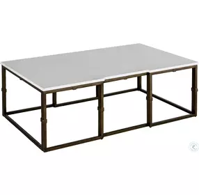 Stevens Painted Seagrass and Brass Coffee Table
