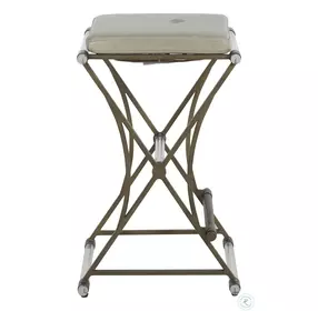 Flynn Antique Gold And Gray Leather Counter Stool