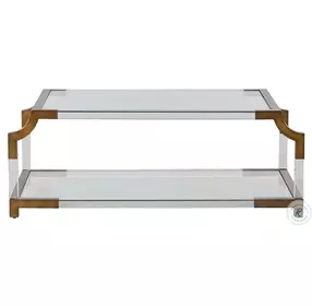 Kensley Tempered Glass and Mountain Brass Coffee Table