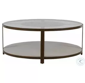 Marlon Cerused White and Brushed Copper Metal Coffee Table