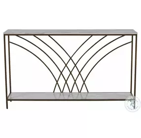 Felding Volakas Marble And Brushed Copper Metal Console Table