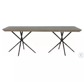 Davenport Cerused Natural Gray And Antique Bronze Metal Dining Table