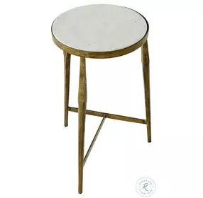 Adonia Honed White Banswara Marble And Antique Forged Brass Side Table