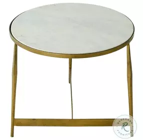 Alana Honed White Banswara Marble And Antique Forged Brass, Coffee Table