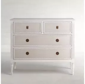 Caroline Cerused White and Brown 4 Drawer Chest