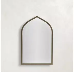 Cassara Brushed Brass Arched Vanity Mirror