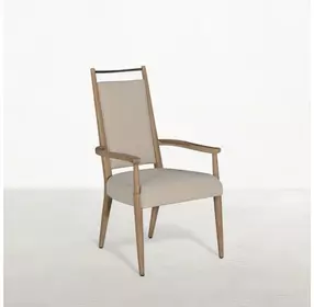 Highland Dawn and Sand Performance Fabric Upholstered Dining Arm Chair