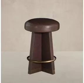 Plateau Maximus Chocolate Leather Upholstered Swivel Counter Height Stool
