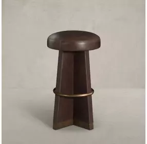 Plateau Maximus Chocolate Leather Upholstered Swivel Bar Stool