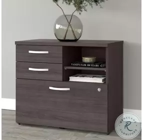 Studio A Storm Gray Office Storage Cabinet with Drawers and Shelves