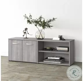 Studio A Platinum Gray Low Storage Cabinet with Doors and Shelves