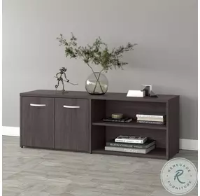 Studio A Storm Gray Low Storage Cabinet with Doors and Shelves