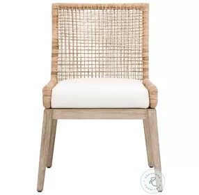 Seaside LiveSmart Peyton Pearl and Natural Rattan Performance Fabric Dining Chair Set Of 2