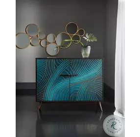 Esperanza Dark Wood And Teal Faux Paint Two Door Chest