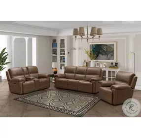 Sedrick Spence Caramel Power Reclining Sofa with Power Headrests