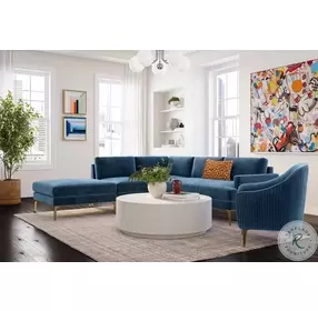 Serena Blue Velvet Accent Chair with Brass Legs