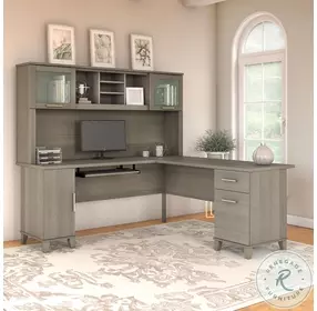 Somerset Ash Gray 72" L Shaped Desk With Hutch