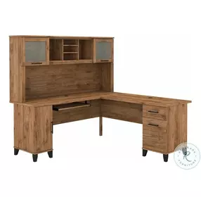 Somerset Fresh Walnut 72" L Shaped Home Office Set with Hutch