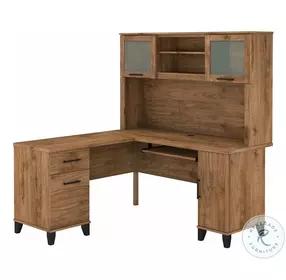 Somerset Fresh Walnut 60" L Shaped Home Office Set with Hutch