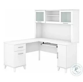 Somerset White 60" L Shaped Home Office Set with Hutch