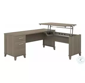 Somerset Ash Gray 72" 3 Position Sit to Stand L Shaped Home Office Set