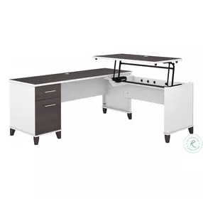 Somerset White and Storm Gray 3 Position Sit to Stand 72" L Shaped Home Office Set
