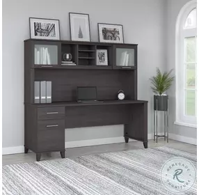 Somerset Storm Gray 72" Office Desk With Drawers And Hutch
