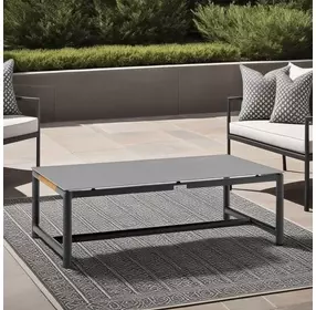 Crown Black and Natural Outdoor Rectangular Glass Top Cocktail Table