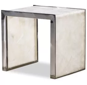 Grand Tour Furniture White and Silver Rectangular Quartz Top Samantha Lamp Table