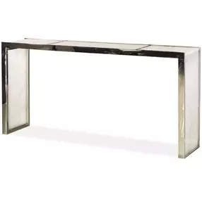 Grand Tour Furniture White and Silver Rectangular Quartz Top Samantha Console Table