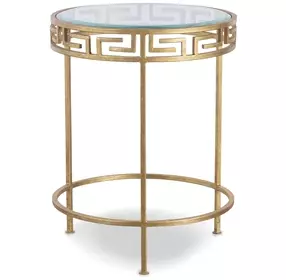 Grand Tour Furniture Gold Round Glass Top Barnet Side Table