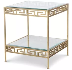 Grand Tour Furniture Gold Square Glass Top Barnet Lamp Table