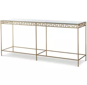 Grand Tour Furniture Gold Rectangular Glass Top Barnet Console Table