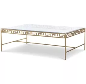 Grand Tour Furniture Gold Rectangular Glass Top Barnet Cocktail Table
