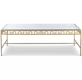Grand Tour Furniture Gold Rectangular Glass Top Barnet Occasional Table Set