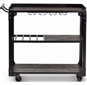 Sherlock Antiqued Dark Charcoal Server Cart