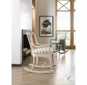 Moorings Brush Textured Blue Performance Fabric Rocking Chair